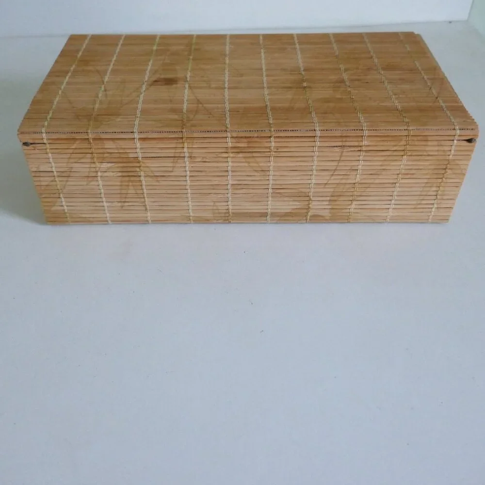 bamboo stationery box desk organizer trinket box soft flexible lid